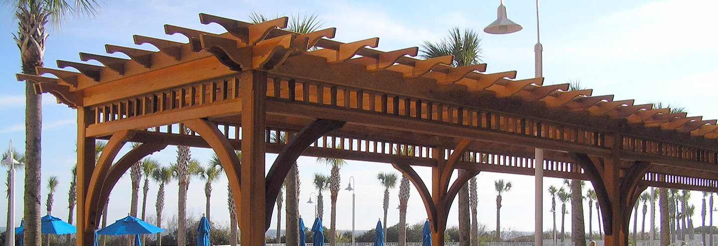 post and beam pergola at the Marriott Hotel in Myrtle Beach NC