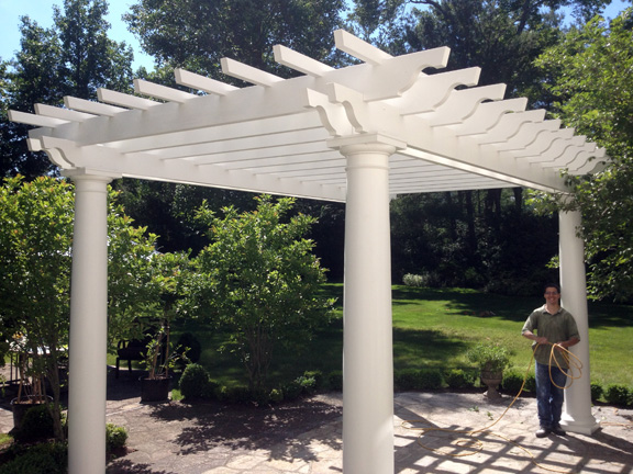 this is a picture of a tall fiberglass pergola canopy