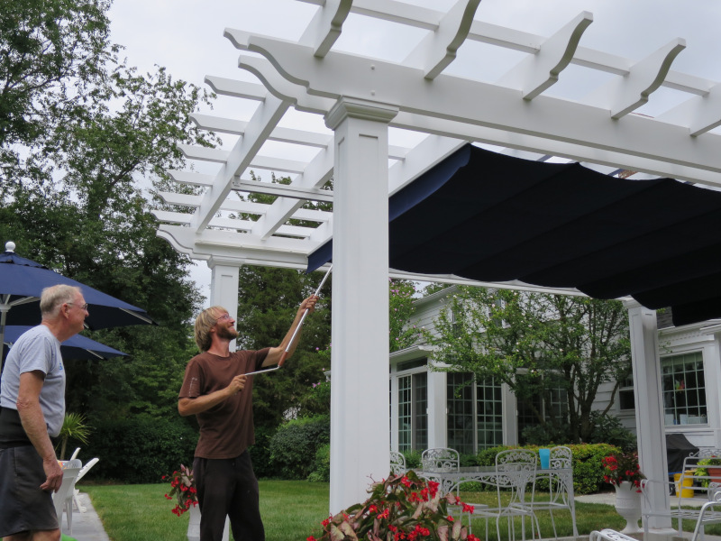 Attached fiberglass pergola in Rhode Island